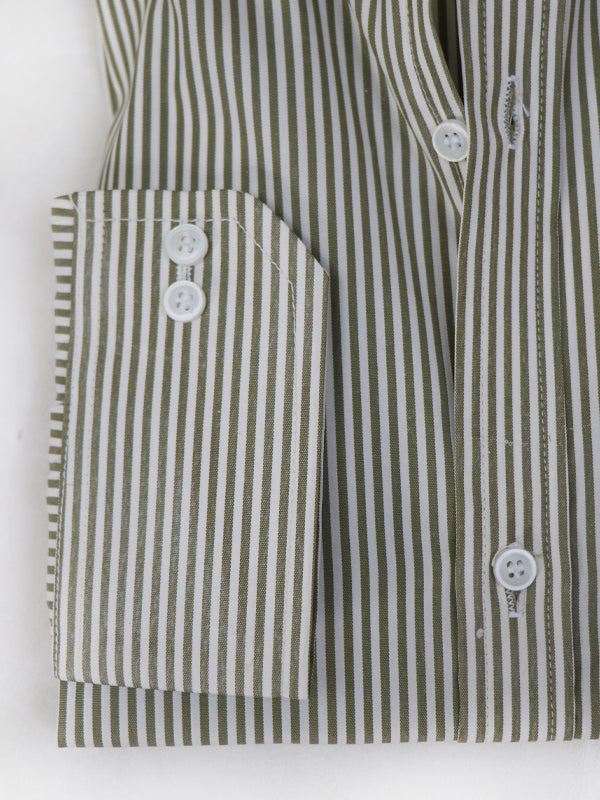 MFS08 Men's Formal Dress Shirt Light Green Lines