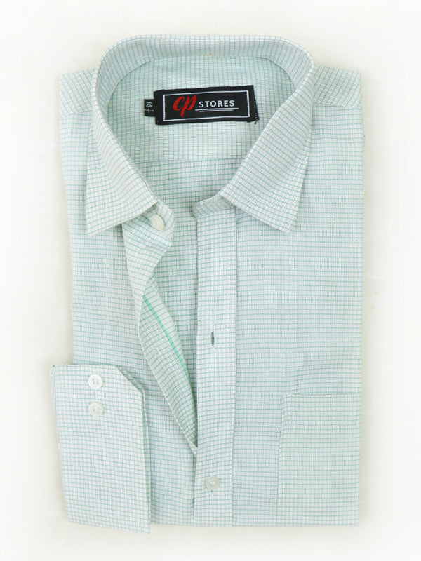 MFS32 AZ Men's Formal Dress Shirt Light Green Checks
