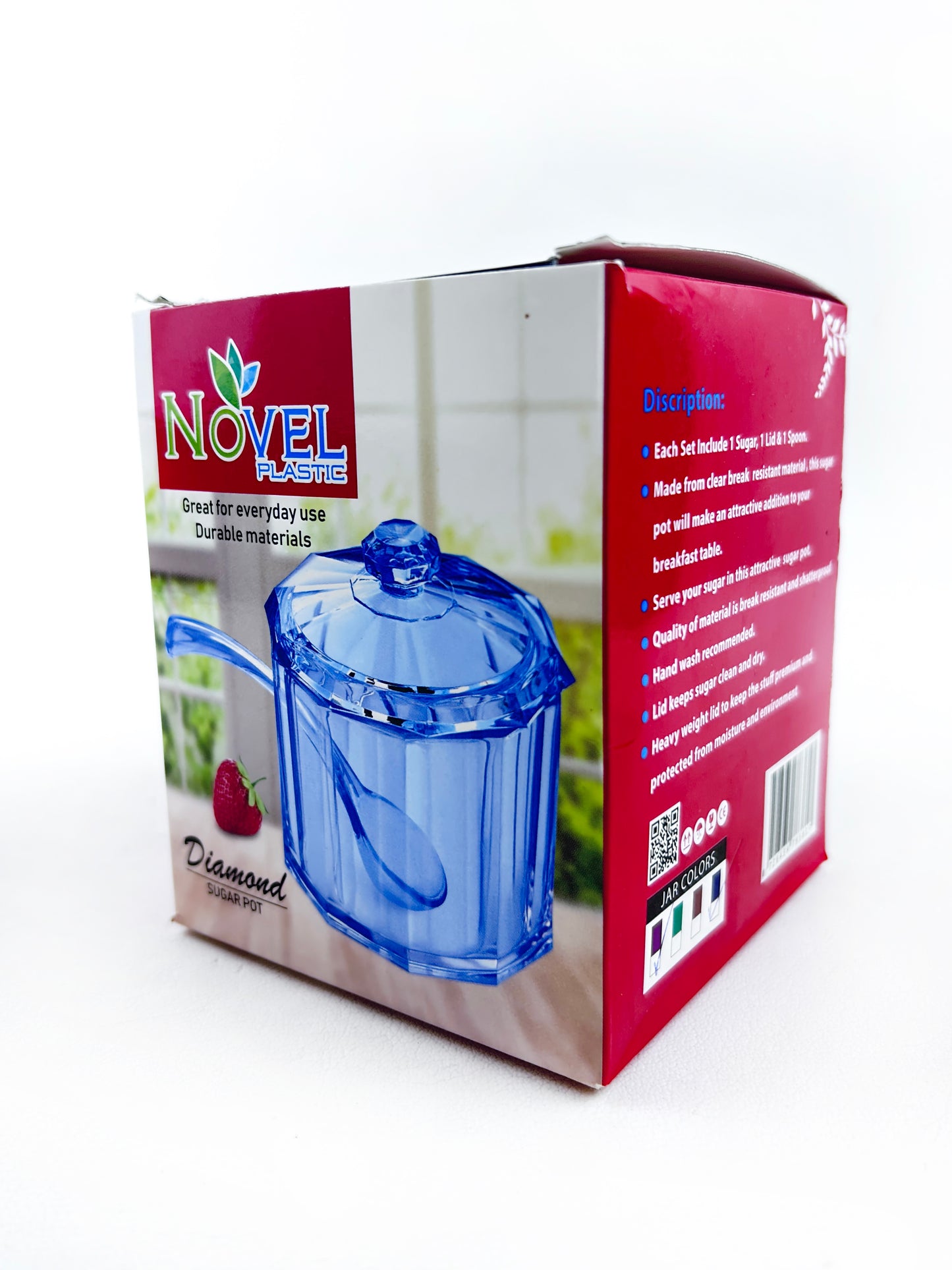 Blue Plastic Novel Sugar Pot Use Multipurpose