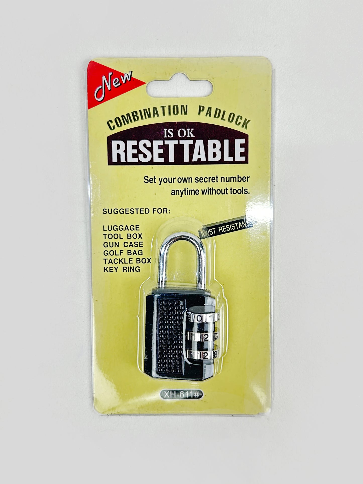 Black 4 Digit Combination Resettable Padlock - Medium