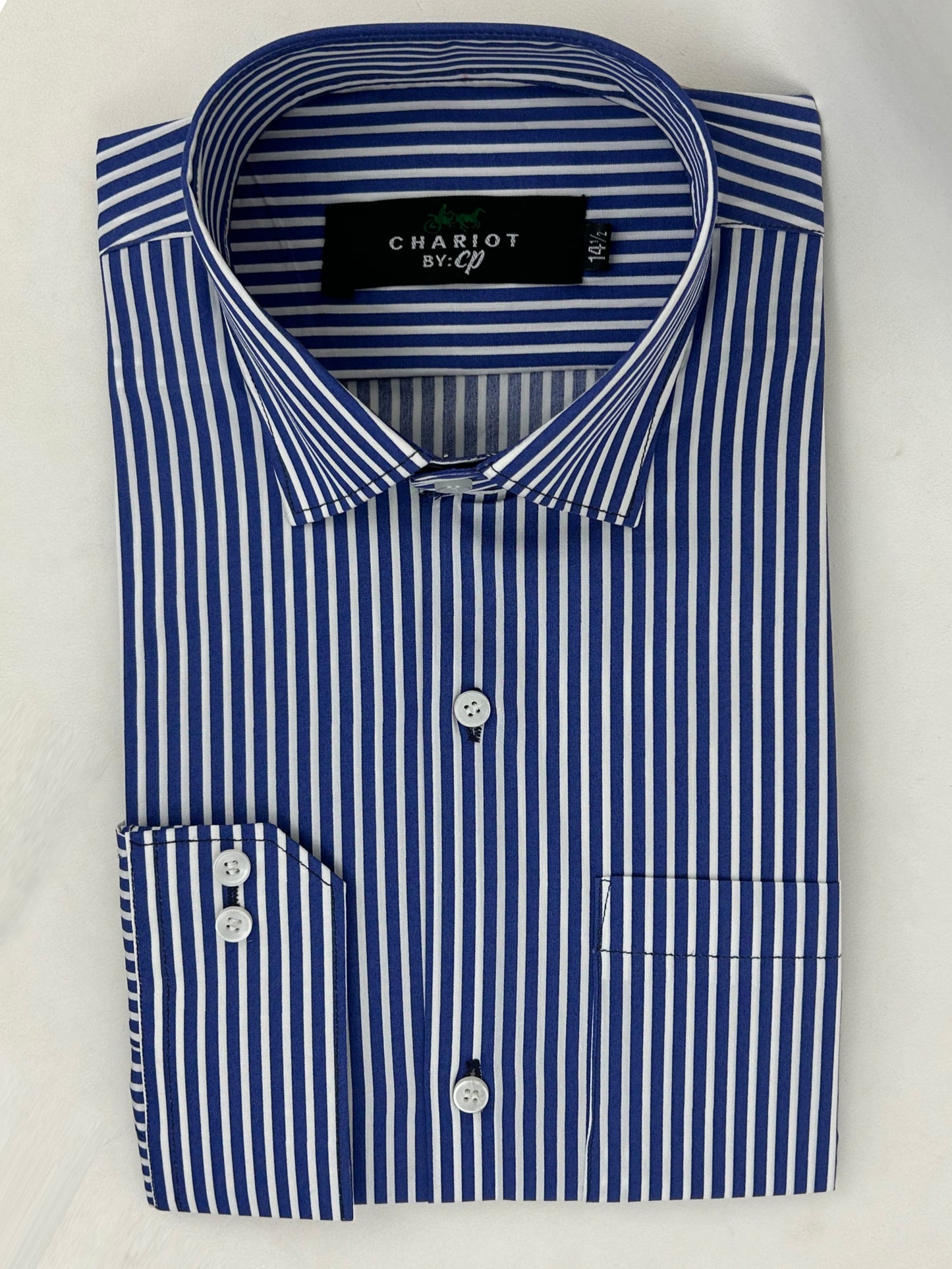 Blue Stripes Formal Dress Shirt For Men MFS222