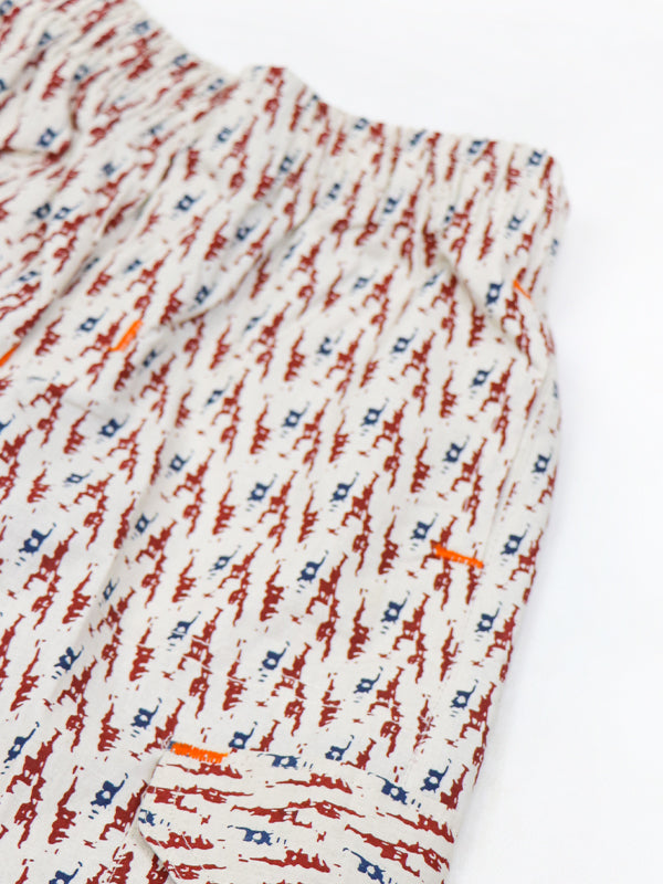 LF Boys Short 3-QTR Printed Design Off White