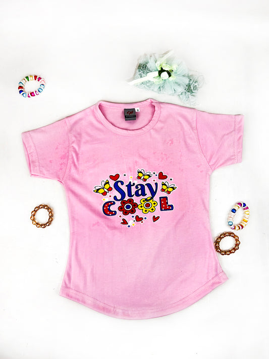 3Yrs - 7Yrs MZ Pink T-Shirt For Girls  GTS82