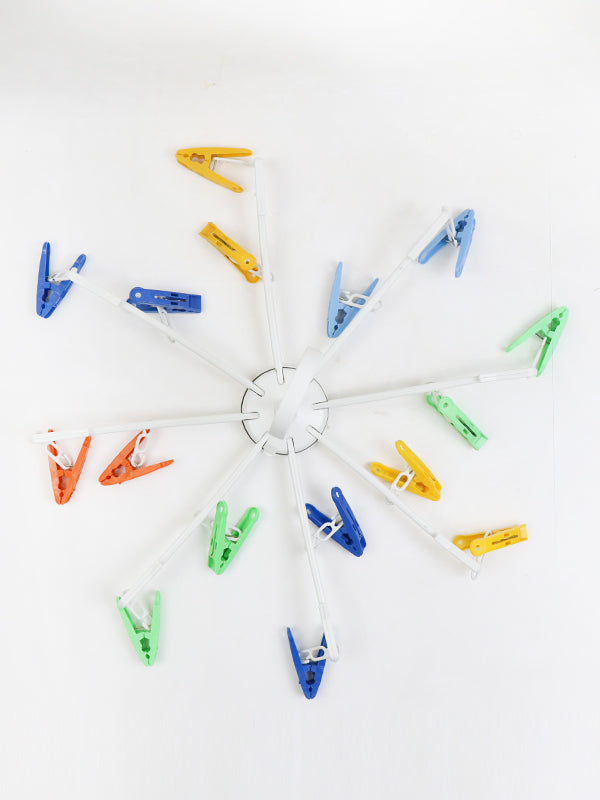 Multicolor Cloth Hanger With 16 Clips Clothpegs