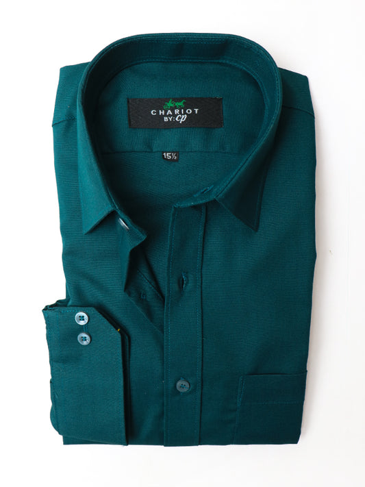 Z Men's Plain Chambray Formal Dress Shirt Dark Sea Green