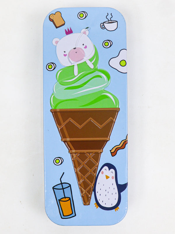 PB11 Metal Pencil Box For Kids Ice Cream Blue