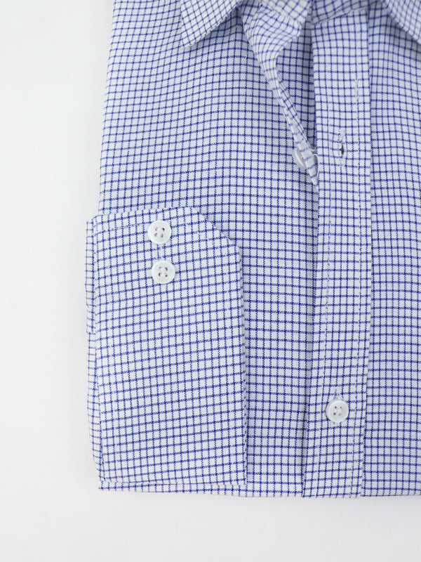 MFS12 Men's Formal Dress Shirt Blue Checks