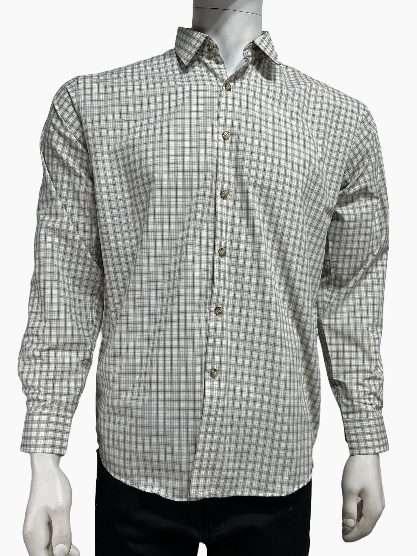 Light Green Checks Casual Shirt For Men MCS90