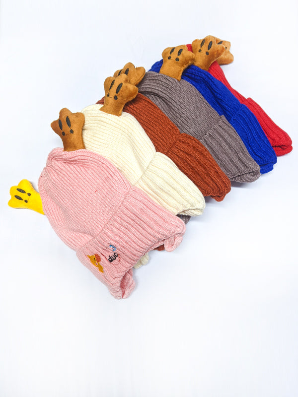 Light Peach Beanie Winter Caps For Kids/Unisex Winter Hat/Warm Knitted Beanie for Kids KWC14