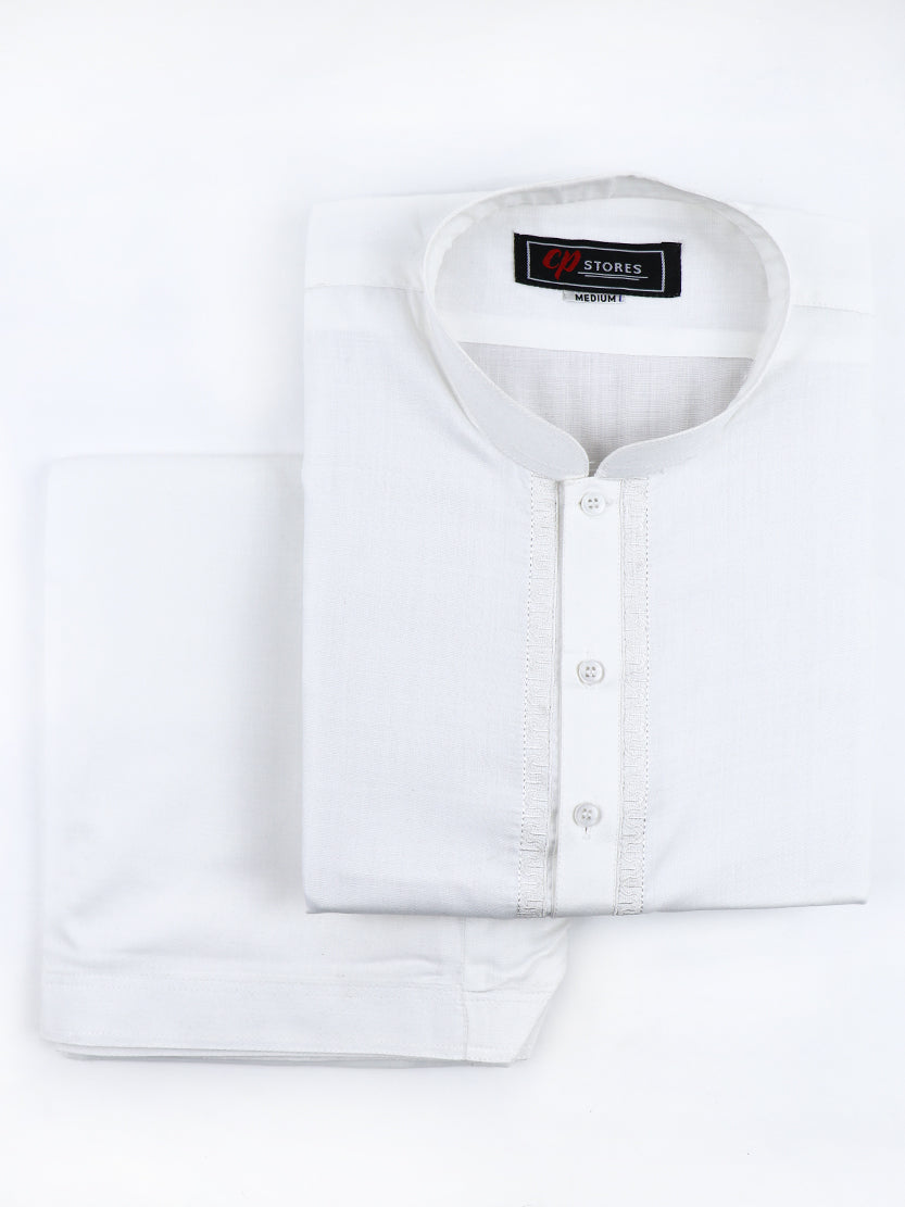430E Men's Kameez Shalwar Stitched Suit Off White