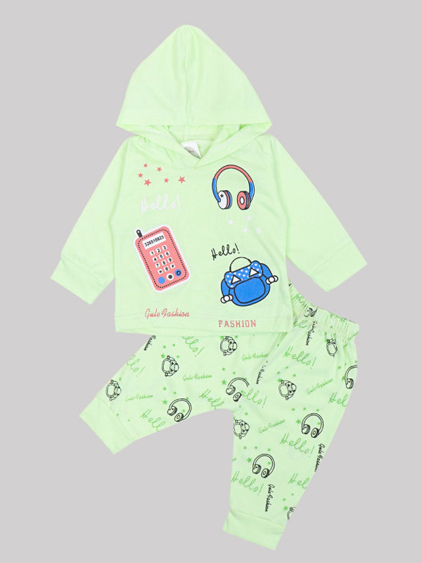 IC Girls Hooded Suit 4Yr - 7Yrs Hello Light Green