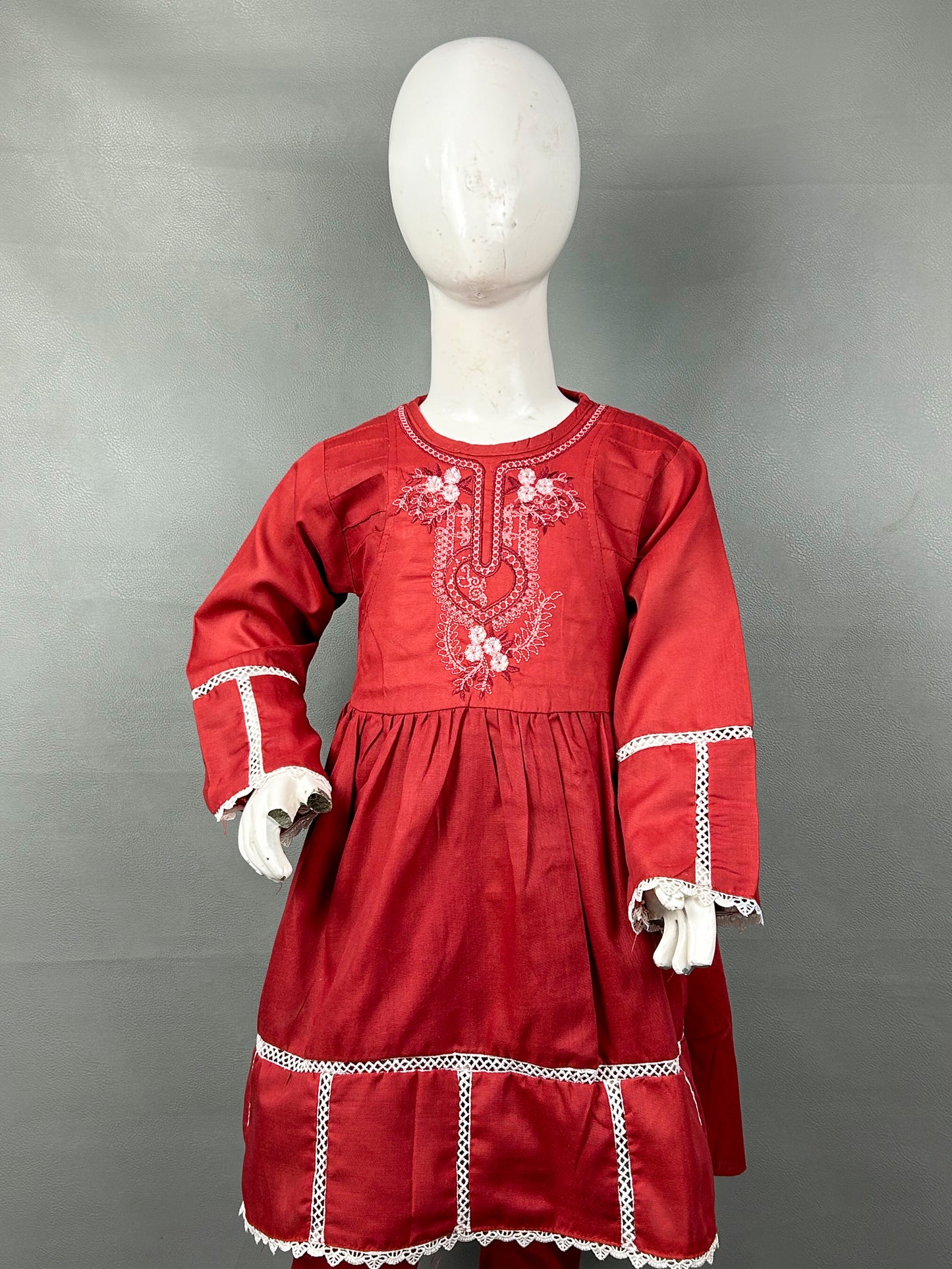 5Yr - 12Yrs Red Embroidered Suit For Girls RZ GS130