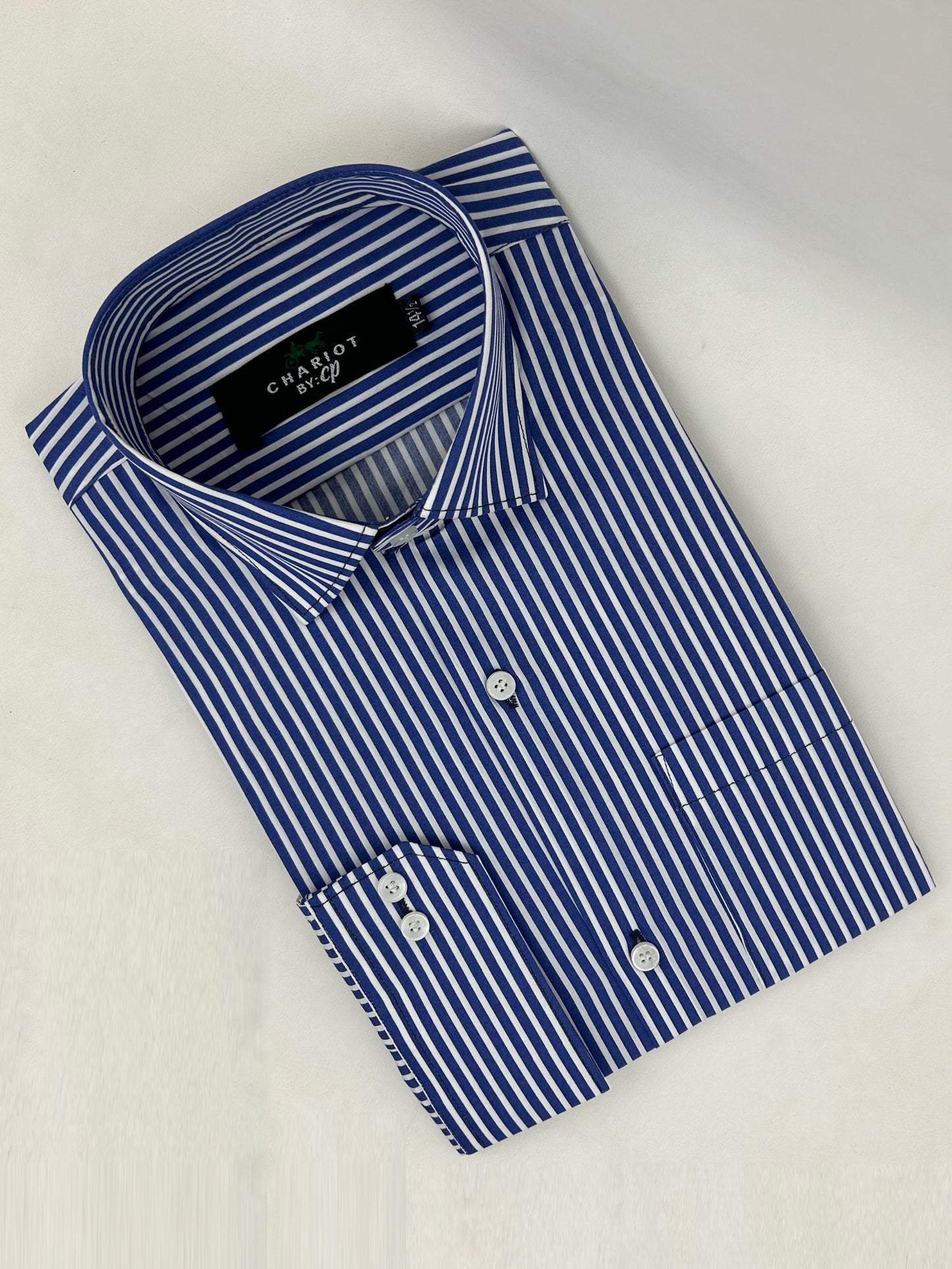 Blue Stripes Formal Dress Shirt For Men MFS222