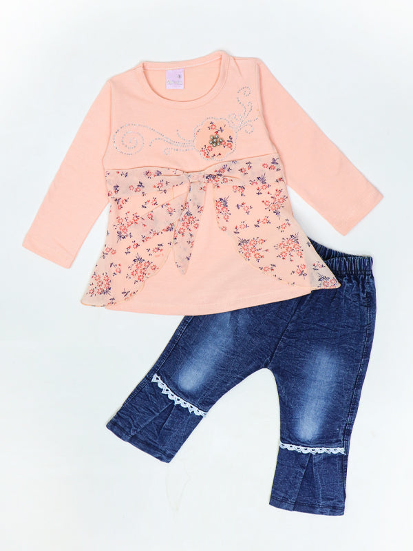 BG Girls Suit 1Yr - 4Yr Flowers Light Peach 515