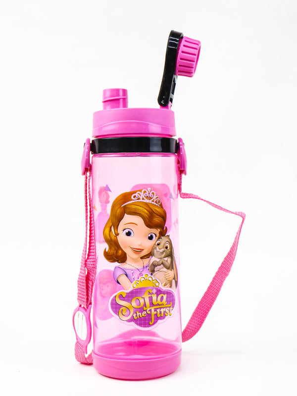 Pink Plastic Water Bottle with Strings - 600ML