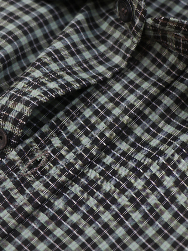 MFS21 Men's Formal Dress Shirt Green Checks