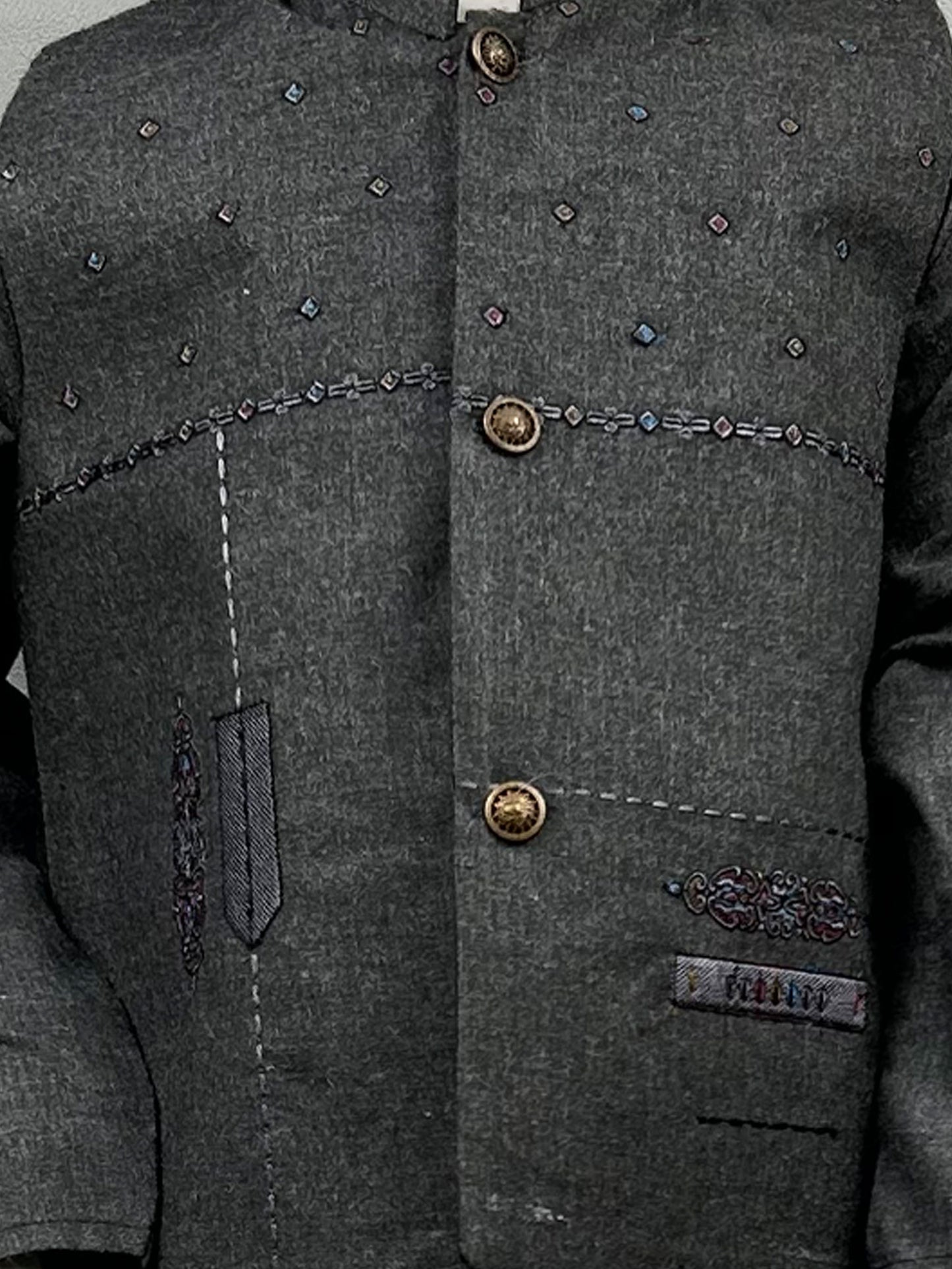 5Yrs - 11Yrs Dark Grey Kurta Pajama with Waistcoat For Boys AM BKS81