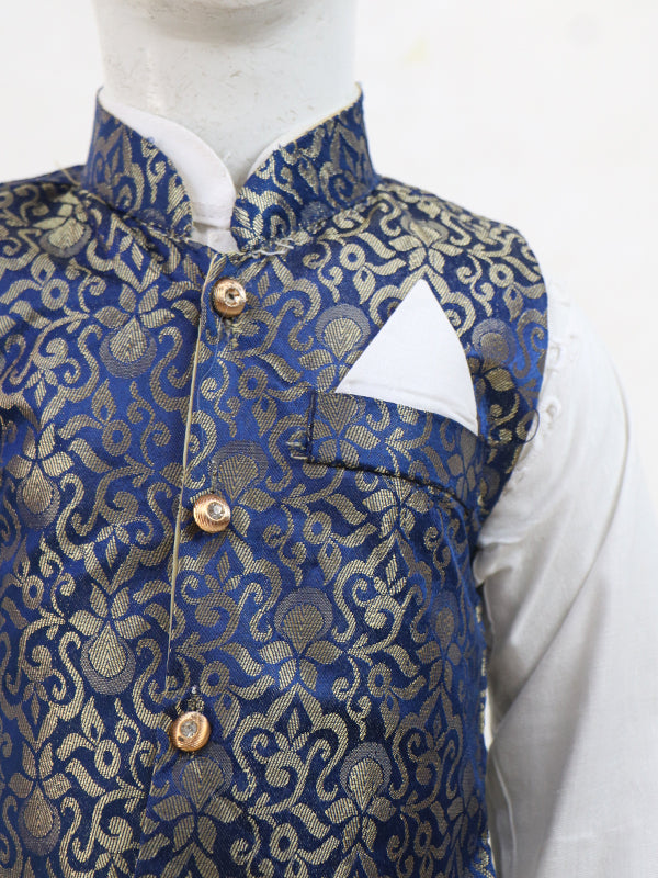 Shalwar Kameez Printed Waistcoat BKS30 3Pcs Boys Waistcoat Kameez