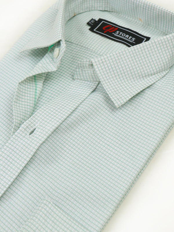MFS32 AZ Men's Formal Dress Shirt Light Green Checks