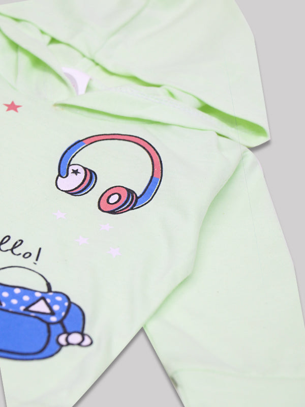 IC Girls Hooded Suit 4Yr - 7Yrs Hello Light Green