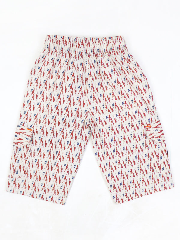 LF Boys Short 3-QTR Printed Design Off White
