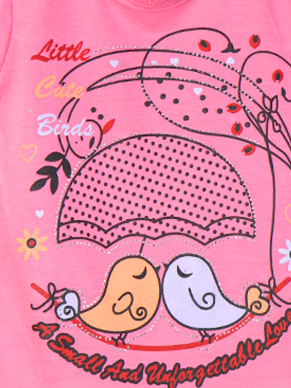 TB Girls T-Shirt 2.5 Yrs - 7 Yrs Cute Birds Pink