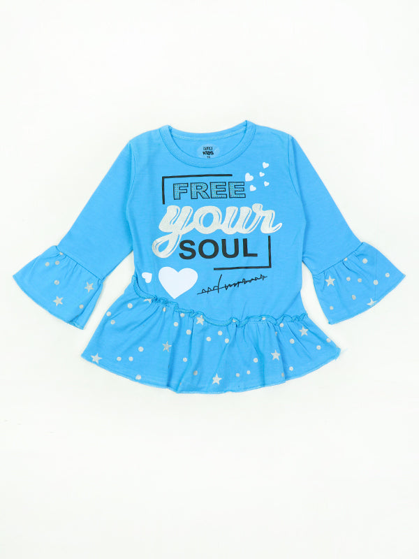 GTS08 SK Full Sleeves Girls T-Shirt 1Yr - 4Yrs Soul Blue