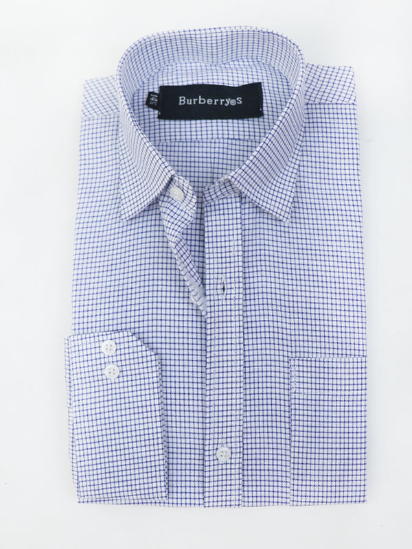 MFS12 Men's Formal Dress Shirt Blue Checks