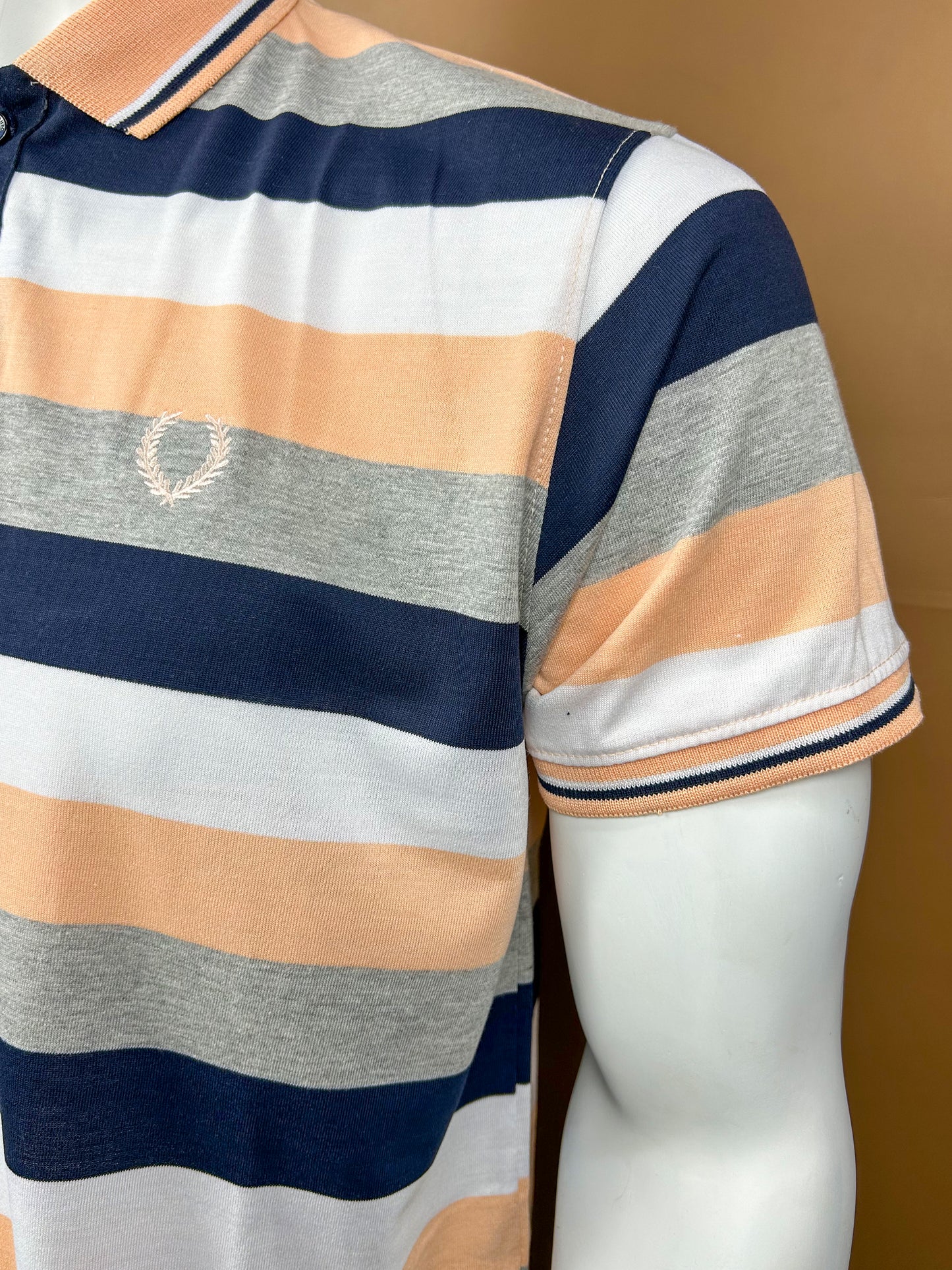 Peach Striped Polo T-Shirt For Men MTS113
