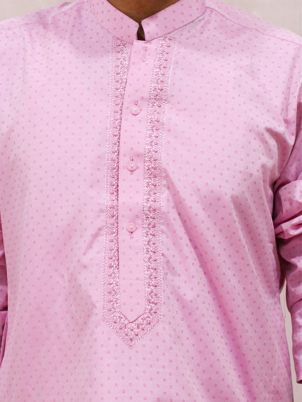 MSK26 Men's Chambray Kameez Shalwar Stitched Suit Pink