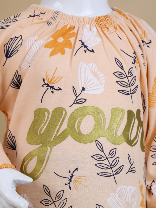 GTS07 SK Full Sleeves Girls T-Shirt 1Yrs - 4Yrs Your Light Peach