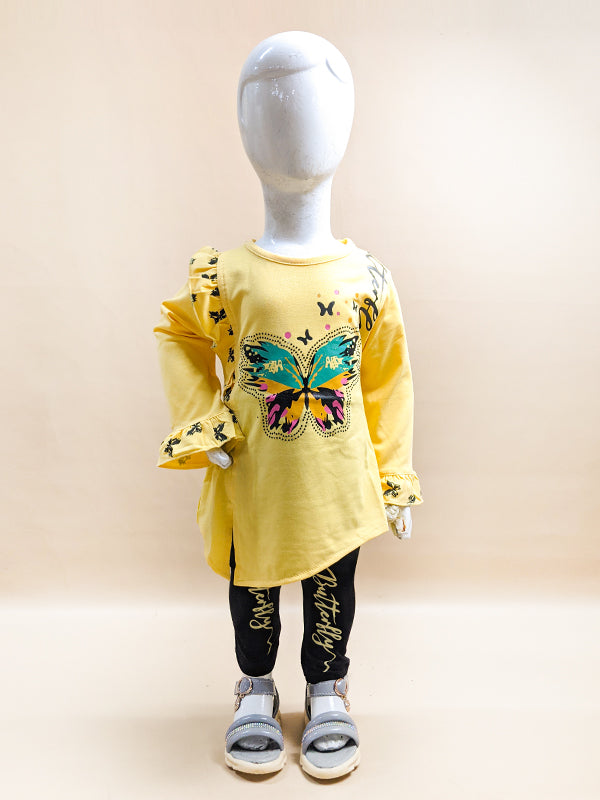 2Yr - 5Yrs Butterfly Yellow Suit For Girls BG GS67