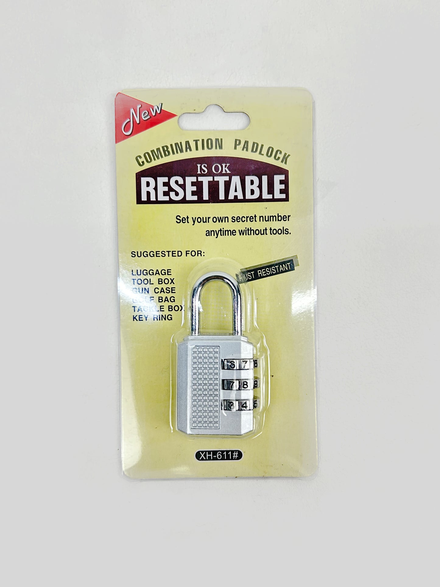 Grey 4 Digit Combination Resettable Padlock - Medium