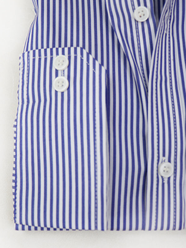 MFS08 Men's Formal Dress Shirt Dark Blue Lines
