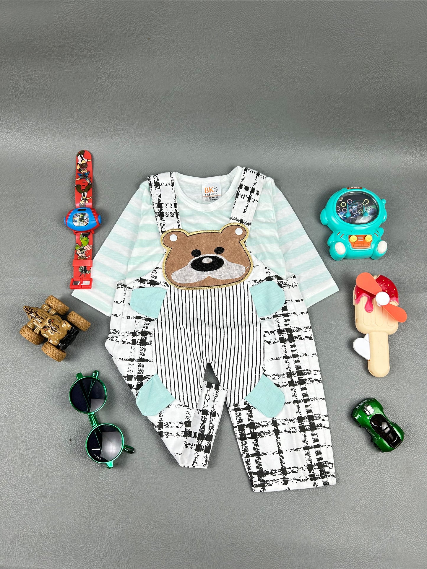 3Mth - 9Mth Bear Light Green Romper For Newborn HG NBR46