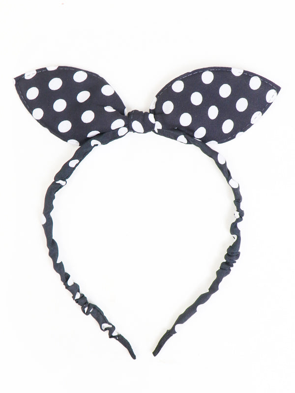 Pack Of 3 Headband Polka Dot Bow Hair Band - Multicolor