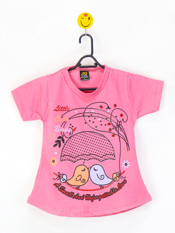 TB Girls T-Shirt 2.5 Yrs - 7 Yrs Cute Birds Pink