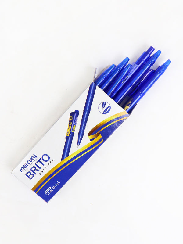 Pack Of 10 Mercury Brito Ball Pen 0.7mm - Blue