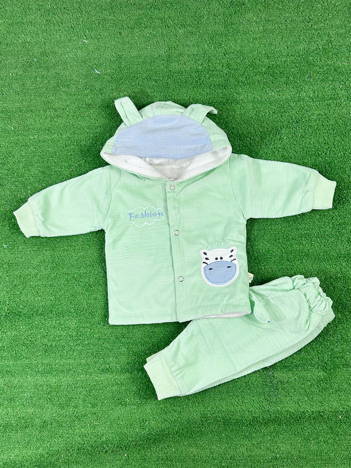 0Mth - 3Mth Fleece Green Suit For Newborns NBS649