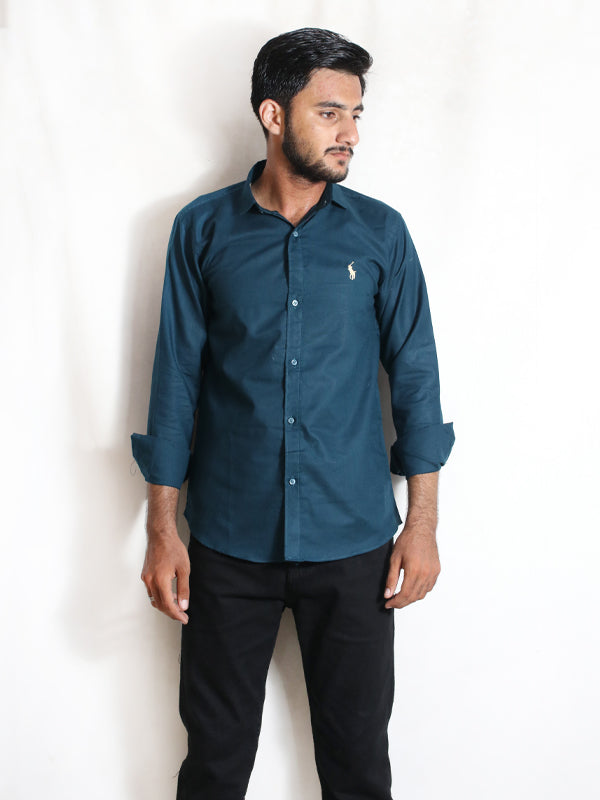 Men's Chambray Casual Shirt Sea Blue