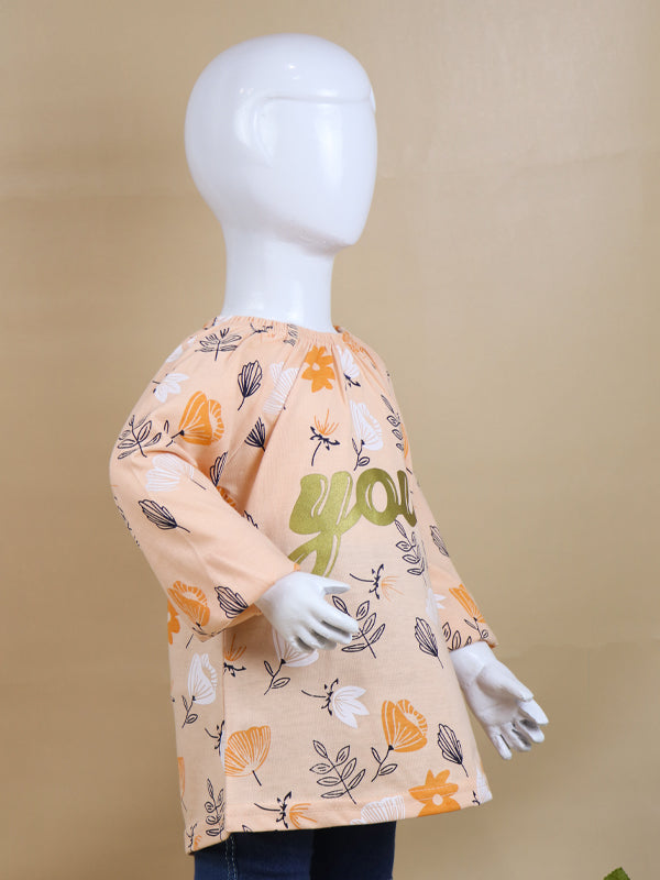 GTS07 SK Full Sleeves Girls T-Shirt 1Yrs - 4Yrs Your Light Peach