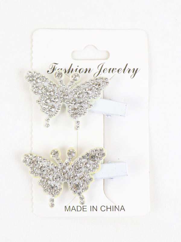 Pack of 2 Fancy Hairpins For Girls Butterfly - White
