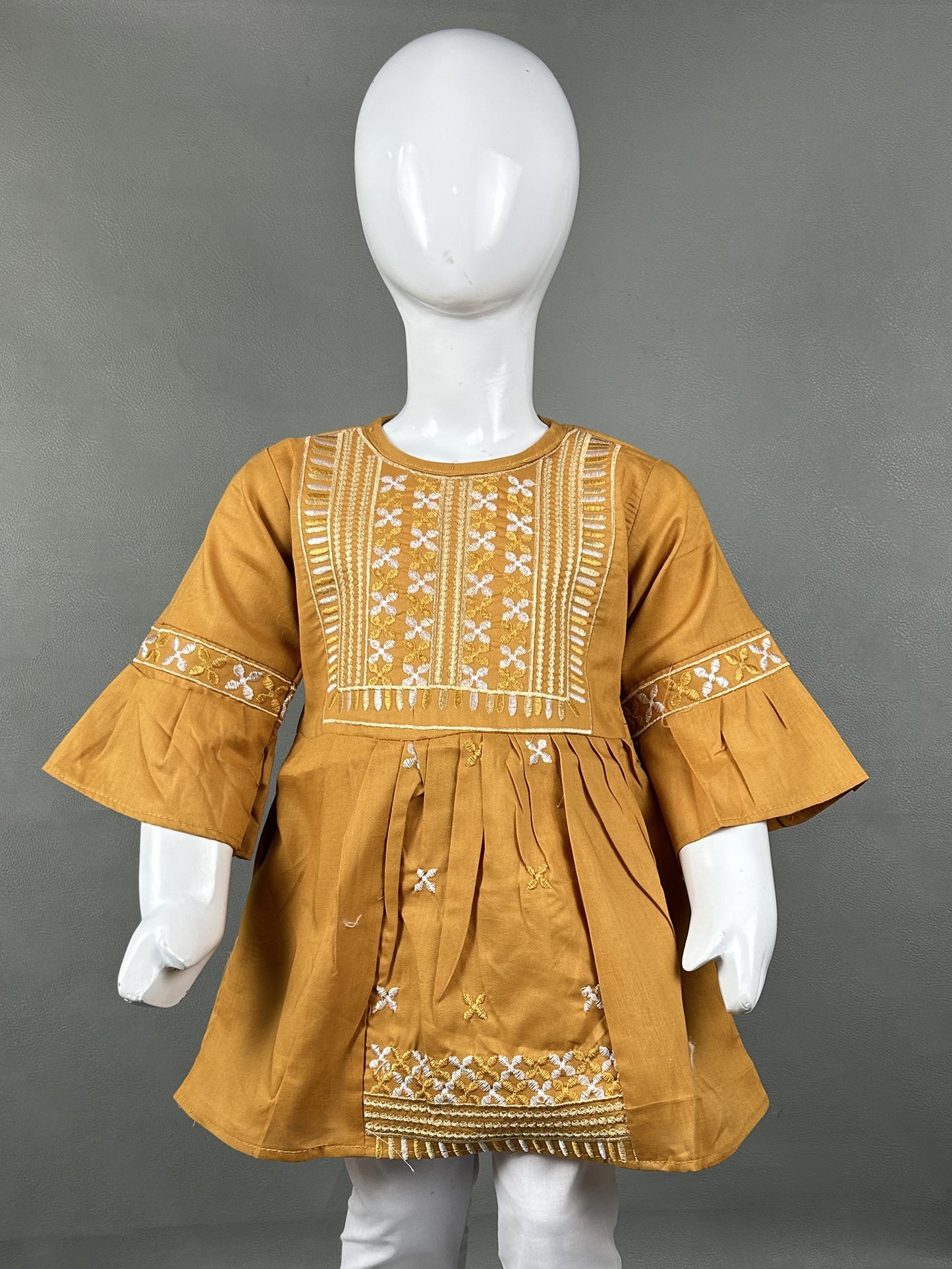 2Yr - 12Yrs Light Mustard Embroidered Suit For Girls RZ GS144