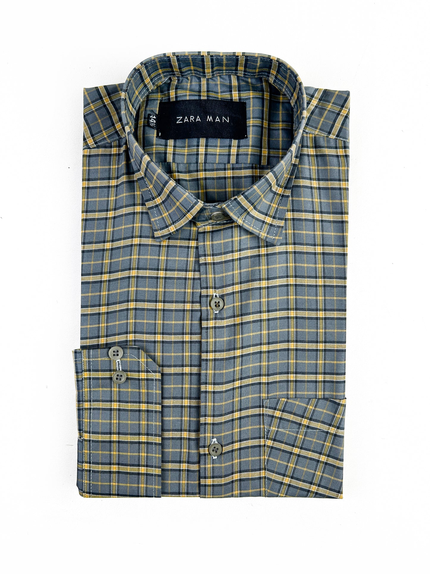 Yellow Checks Formal Dress Shirt For Men MFS324