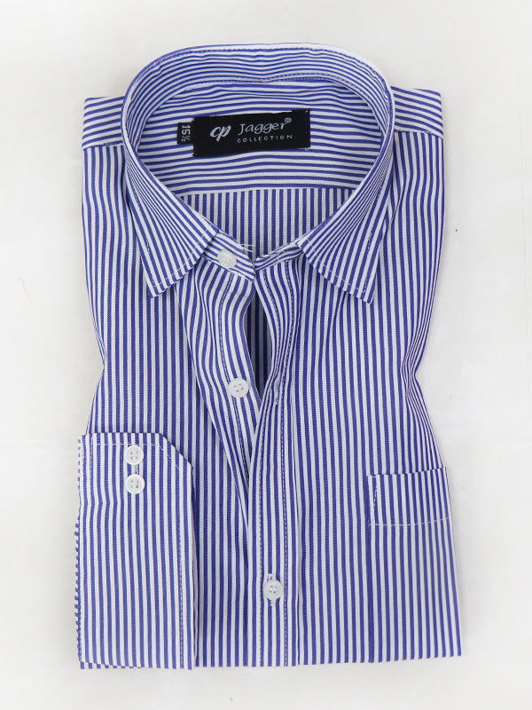MFS08 Men's Formal Dress Shirt Dark Blue Lines