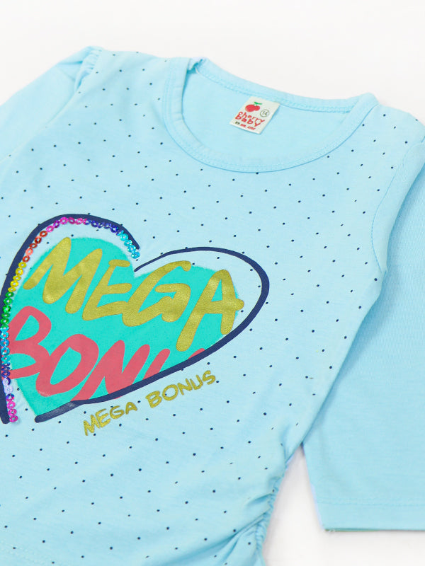 GTS03 MZ Girls T-Shirt 1 Yrs - 4 Yrs Mega Light Blue