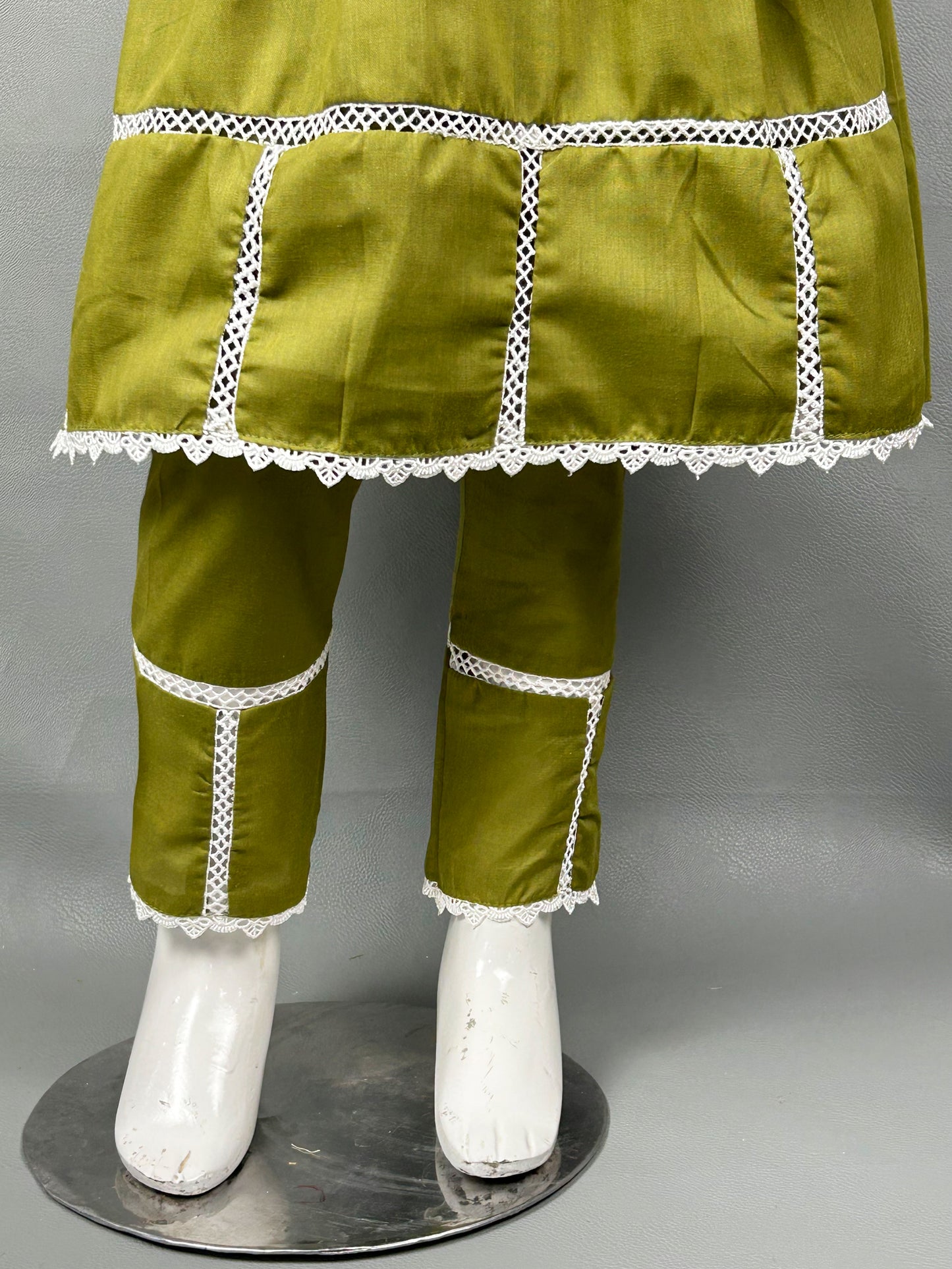 5Yr - 12Yrs Dark Green Embroidered Suit For Girls RZ GS131