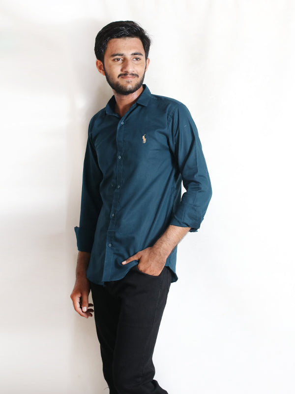 Men's Chambray Casual Shirt Sea Blue