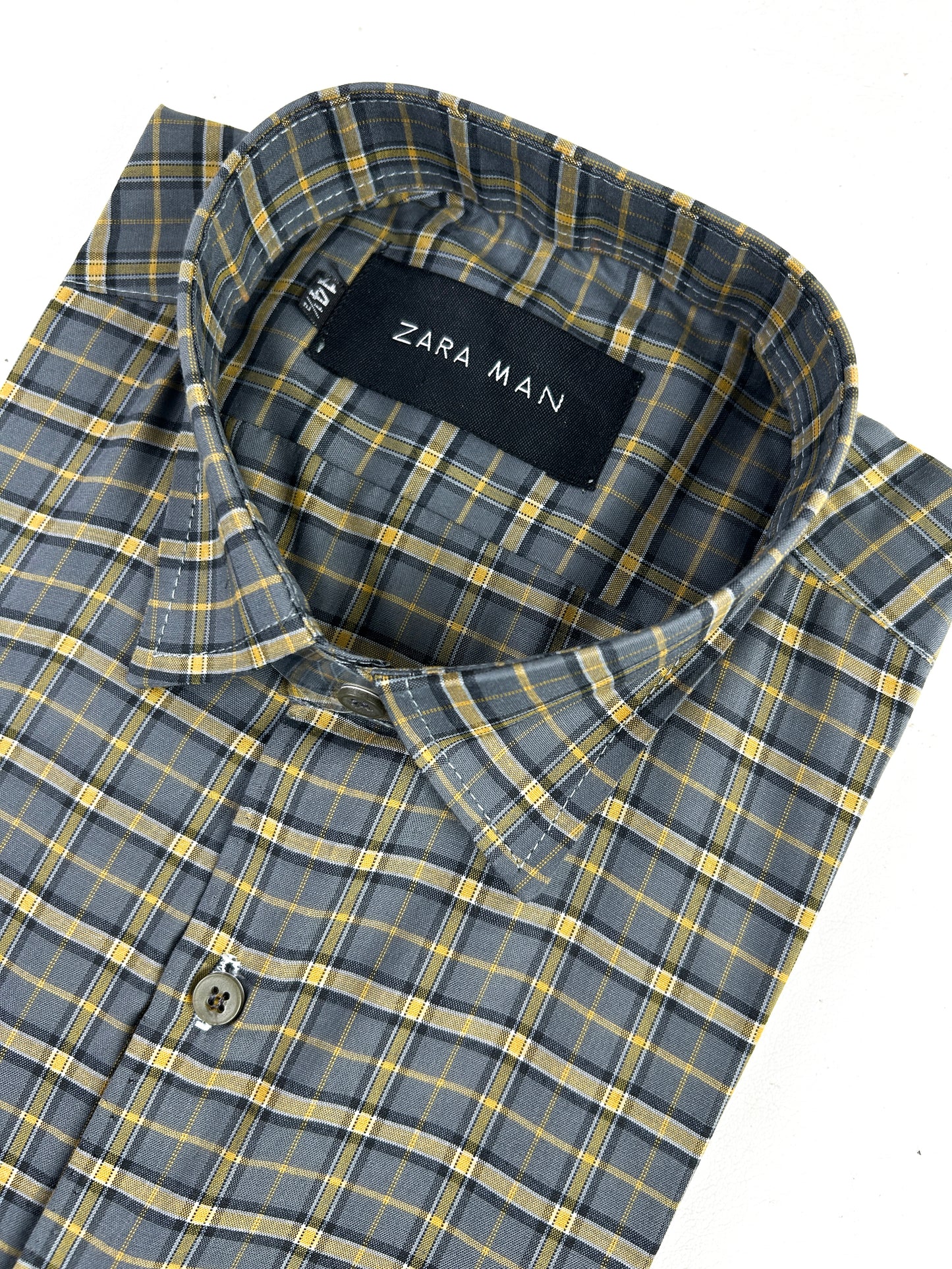 Yellow Checks Formal Dress Shirt For Men MFS324