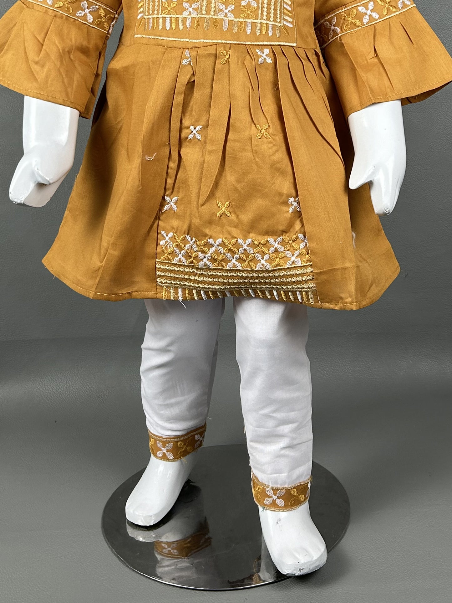 2Yr - 12Yrs Light Mustard Embroidered Suit For Girls RZ GS144